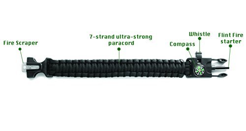 X-Plore Gear Emergency Paracord Bracelets | Set Of 2| The ULTIMATE Tactical Survival Gear| Flint Fire Starter, Whistle, Compass & Scraper/Knife| BEST Wilderness Survival-Kit For Camping/Fishing & More