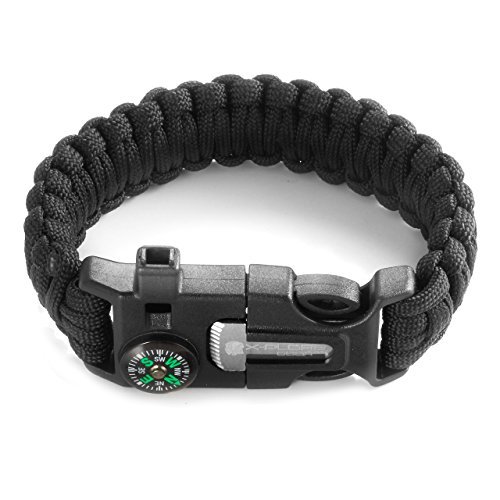 X-Plore Gear Emergency Paracord Bracelets | Set Of 2| The ULTIMATE Tactical Survival Gear| Flint Fire Starter, Whistle, Compass & Scraper/Knife| BEST Wilderness Survival-Kit For Camping/Fishing & More