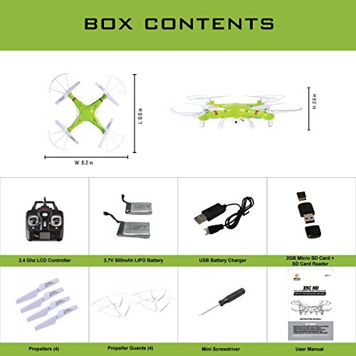 X5C RC Quadcopter Drone with 720p HD Camera and Headless Mode - 6 Axis Gyro RTF Includes EXTRA X5C RC Drone Battery to Double Flight Time