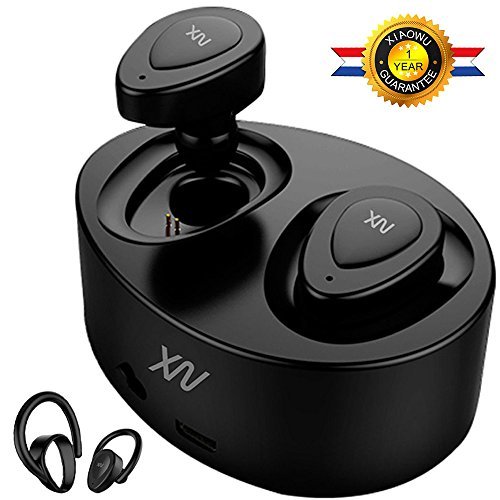 XIAOWU Wireless Earbuds Bluetooth Earphones Dual V4.1 Bluetooth Headphones wireless headset with Built-in Mic and Charging Case for iPhone 8 7 Plus Samsung iPad Android (black)