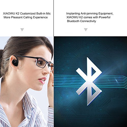 XIAOWU Wireless Earbuds Bluetooth Earphones Dual V4.1 Bluetooth Headphones wireless headset with Built-in Mic and Charging Case for iPhone 8 7 Plus Samsung iPad Android (black)