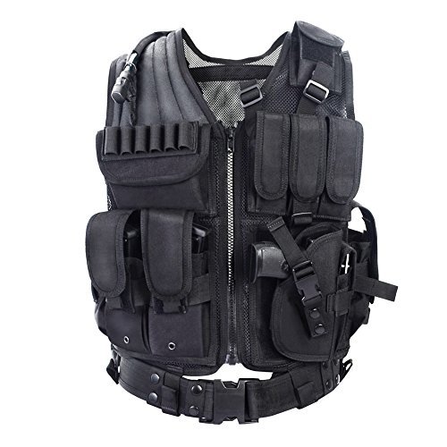 YAKEDA Tactical CS Field Vest Outdoor Ultra-light Breathable Combat Training Vest Adjustable For Adults 600D Encryption Polyester-VT-1063