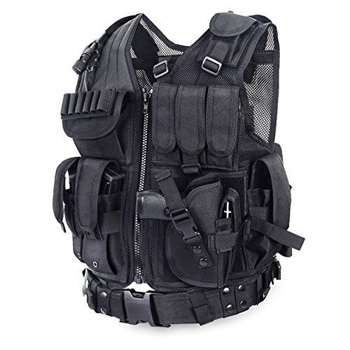 YAKEDA Tactical CS Field Vest Outdoor Ultra-light Breathable Combat Training Vest Adjustable For Adults 600D Encryption Polyester-VT-1063