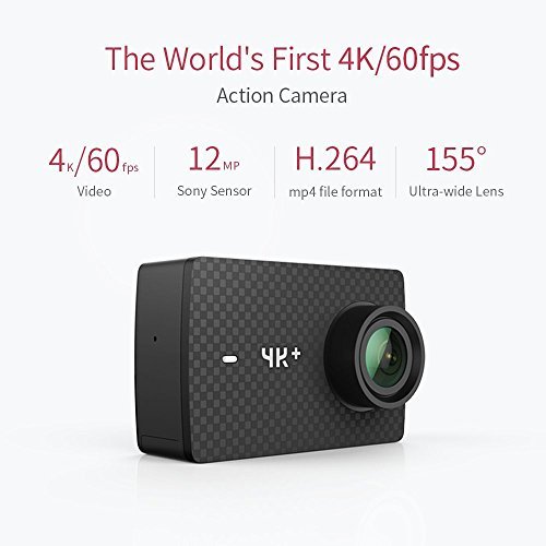 YI 4K+/60fps Action Camera with Waterproof Case, Plus Voice Control, Live Streaming, and 12MP RAW image (Black)