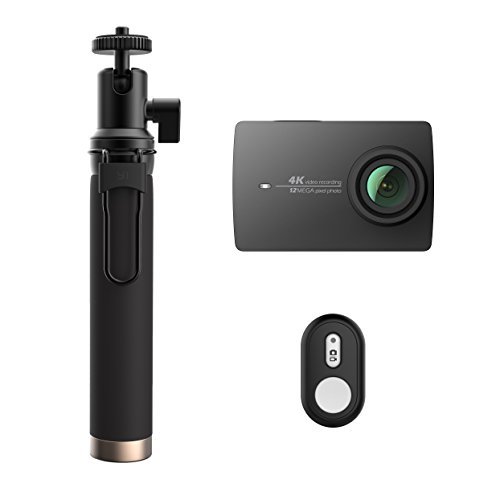 YI 4K Action Camera with Selfie Stick & Bluetooth Remote (US Edition) Night Black