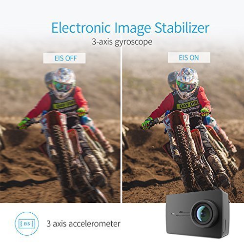 YI 4K Action and Sports Camera, 4K/30fps Video 12MP Raw Image with EIS, Live Stream, Voice Control - Black