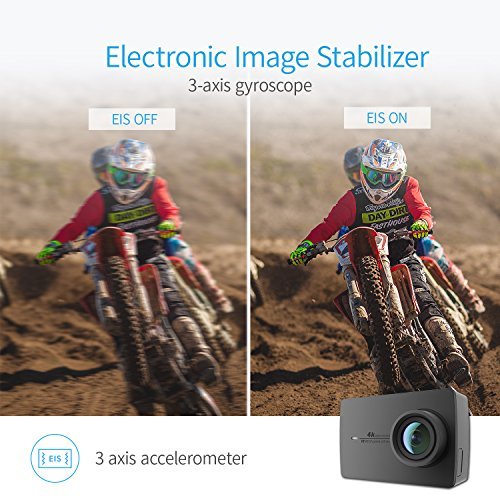 YI 4K Action and Sports Camera, 4K/30fps Video 12MP Raw Image with EIS, Live Stream, Voice Control, Waterproof Case - Black
