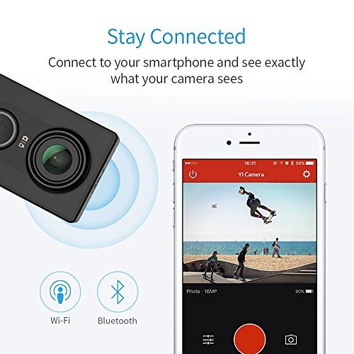 YI 88001 16MP Action Camera with High-Resolution WiFi and Bluetooth, Black