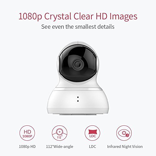 YI Dome Camera, 1080p HD Indoor Pan/Tilt/Zoom Wireless IP Security Surveillance System with Night Vision, Motion Tracking - Cloud Service Available (White)