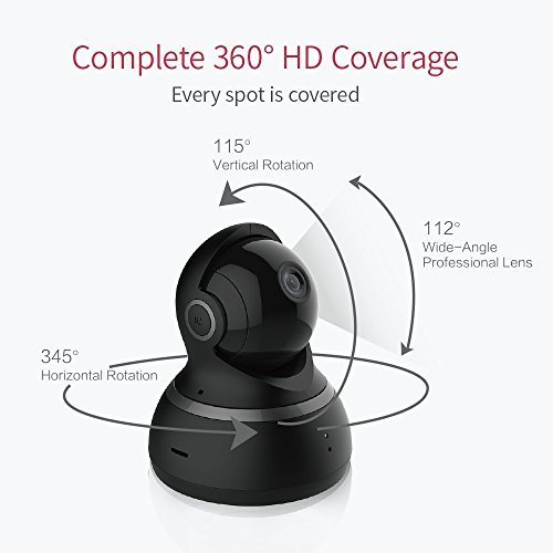 YI Dome Camera 1080p HD Pan / Tilt / Zoom Wireless IP Security Surveillance System Night Vision - Cloud Service Available (Black)