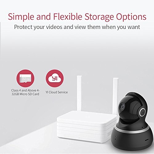 YI Dome Camera 1080p HD Pan / Tilt / Zoom Wireless IP Security Surveillance System Night Vision - Cloud Service Available (Black)