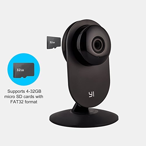 YI Home Camera, Wireless IP Video Suveillance System with Night Vision for Indoor Security, Nursery, Pet Monitor - Cloud Service Available (Black)