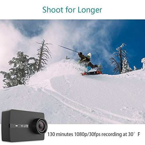 YI Lite Action Camera, Sony Sensor 16MP Real 4K Sports Camera with Built-in WiFi, 2 Inch Touchscreen,150° Wide Angle Lens and EIS- Black