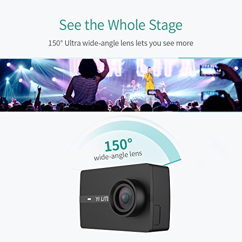 YI Lite Action Camera, Sony Sensor 16MP Real 4K Sports Camera with Built-in WiFi, 2 Inch Touchscreen,150° Wide Angle Lens and EIS- Black