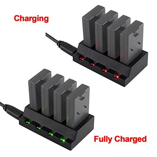 YKS Upgraded 4in1 Parallel Balance Rapid Battery Charger with 4pcs 3.7V 600mAh Li-Po Battery for Parrot MiniDrone Rolling Spider and Jumping Sumo