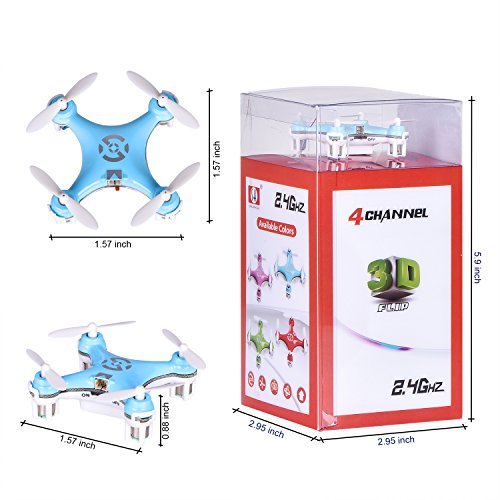 Yipa 3D Flip Mini RC Drone with LED Flash Light 29mm 2.4G 4CH 6 Axis Gyro CX-10 UFO Quadcopter Blue