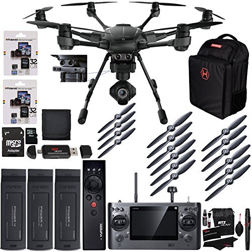 Yuneec Typhoon H Pro 4k Collision Avoidance Hexacopter GCO3 4K Camera Kit, Wizard Wand, Bag, Propeller Set, Battery, Polaroid 32GB Micro SD With Adapter Bundle