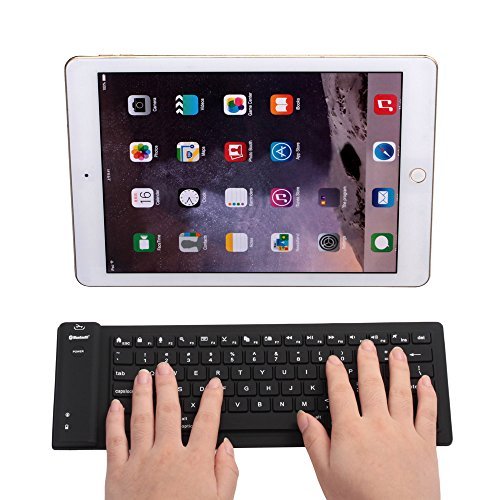 Yuzihan iPad Mini iPad 2 3 4 iPad Air Pro flexible Mini Bluetooth keyboard Portable Silicone Rollup Waterproof flexible keyboard For IOS, Windows Android Tablets Phones Black