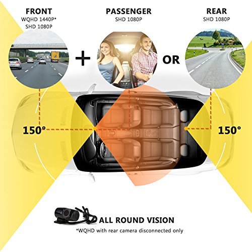 Z-EDGE S4 Dual Dash Cam, 4.0 Inch IPS Ultra HD 1440P Front & 1080P Rear 150° Wide Angle Lens Dashboard Camera Recorder, 360° Rotated Rear View Camera with Night Mode, WDR and 32GB Card Included