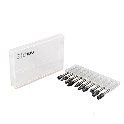 ZJchao 10 pieces Tungsten Carbide Rotary Burr SET 1/8\" shank [Misc.]