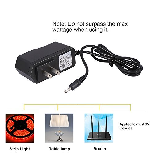 ZJchao 9V 1A Power Adapter for Arduino (2-Flat-Pin Plug / 100CM Cable)