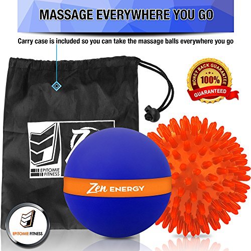 Zen Energy Pro Massage Balls - Large Muscle Roller Ball & Large Spiky Reflexology Ball - Perfect Massager For Deep Tissue Self Massage, Trigger Point Therapy, Myofascial Release, Yoga & More