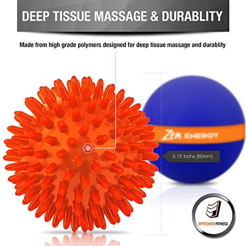 Zen Energy Pro Massage Balls - Large Muscle Roller Ball & Large Spiky Reflexology Ball - Perfect Massager For Deep Tissue Self Massage, Trigger Point Therapy, Myofascial Release, Yoga & More