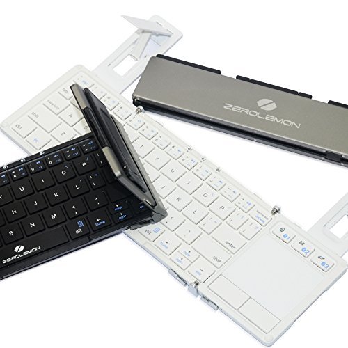 Zerolemon Foldable Portable Bluetooth Keyboard, Wireless Bluetooth Keyboard with Retractable Stands, Rechargeable Battery for iOS, Android, Windows Tablet, Smartphone, iPad etc - Black