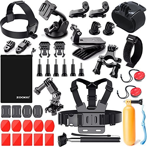 Zookki Sports Accessories Kit for GoPro 6 HERO5 Black 4 Silver Hero 3 Outdoor Action Camera Accessories for SJ4000/SJ5000/SJ5000X/SJ6 LEGEND/SJCAM M20 4K/M10 WiFi/Xiaomi Yi 4K/WiMiUS