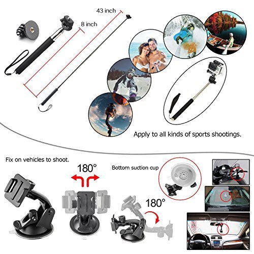 Zookki Sports Accessories Kit for GoPro 6 HERO5 Black 4 Silver Hero 3 Outdoor Action Camera Accessories for SJ4000/SJ5000/SJ5000X/SJ6 LEGEND/SJCAM M20 4K/M10 WiFi/Xiaomi Yi 4K/WiMiUS