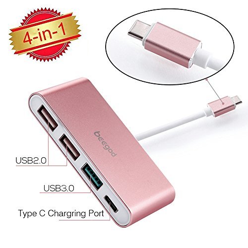 beegod USB-C 3.0 Type C Adapter Multiport Converter for New MacBook(2015/2016), ChromeBook Pixel Devices Nokia N1, Nexus 6/6p and Other Type-C HUB Devices,1 Charging Port and 3 USB A Ports
