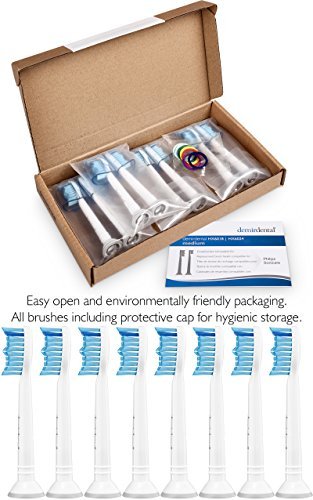 demirdental Replacement Toothbrush Heads fits all Philips Sonicare Snap-On Handles | Medium | 8 Pack