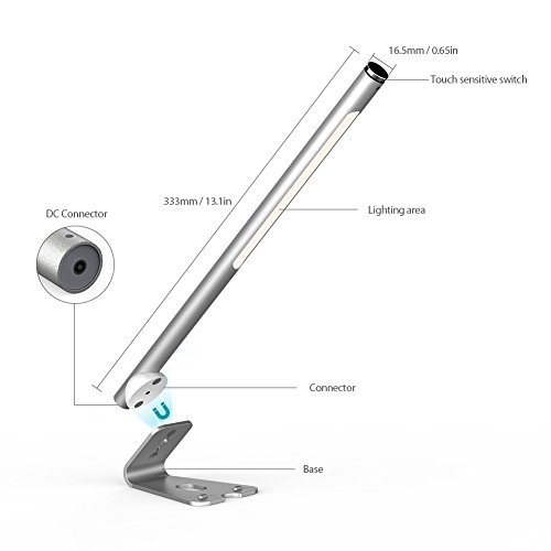 dodocool LED Desk Lamp 5W Rechargeable Detachable Reading Light Dimmable Touch Sensitive Control with Magnetic Base