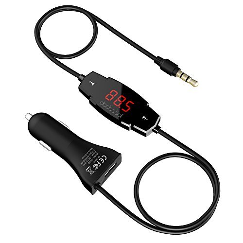 dodocool Wireless In-Car FM Transmitter, FM Radio Stereo Adapter with USB Car Charger for Smartphones Audio Devices