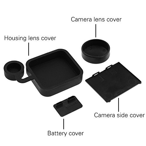 iDaye 4 PCS of Camera Accessories for Gopro Hero 4 / 3+, Including: Camera Lens Cover, Standard Protect Housing Lens Cover, Replacement Battery Door and Replacement Side Door