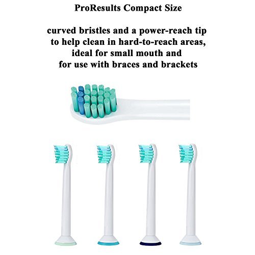 iHealthia ProResults COMPACT Replacement Brush Heads for Philips Sonicare HX6023 HX6024, 8-pack fits DiamondClean Flexcare Series HealthyWhite Plaque Control Gum Health PowerUp...