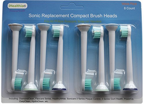 iHealthia ProResults COMPACT Replacement Brush Heads for Philips Sonicare HX6023 HX6024, 8-pack fits DiamondClean Flexcare Series HealthyWhite Plaque Control Gum Health PowerUp...