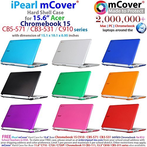 iPearl mCover Hard Shell Case for 15.6" Acer Chromebook 15 C910 / CB5-571 / CB3-531 series Laptop (Aqua)