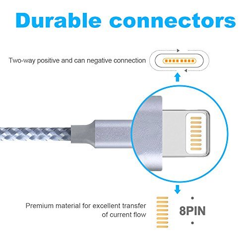 iPhone Cable,Iseason Lightning Cable 4Pcks 3FT 6FT 6FT 10FT to USB Syncing and Charging Cable Data Nylon Braided Cord Charger for iPhone 7/7 Plus/6/6 Plus/6s/6s Plus/5/5s/5c/SE and more (Gray&White)