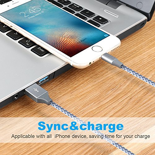 iPhone Cable,Iseason Lightning Cable 4Pcks 3FT 6FT 6FT 10FT to USB Syncing and Charging Cable Data Nylon Braided Cord Charger for iPhone 7/7 Plus/6/6 Plus/6s/6s Plus/5/5s/5c/SE and more (Gray&White)