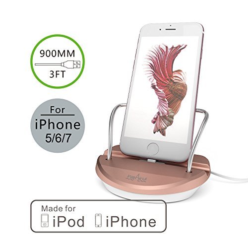 iPhone Stand Charging Dock Desk Station Holder Easy Desktop Charging Station for iPhone 7 /7Plus/SE/6S Plus/6/6Plus/5S/5 (Rose Gold)