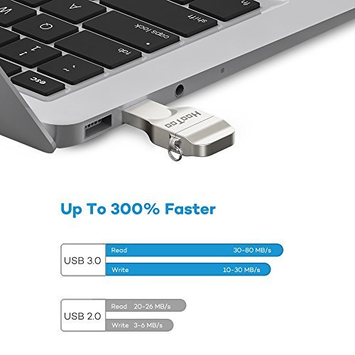 iPhone iPad Flash Drive 64GB USB 3.0 Memory Stick with Extended Lightning Connector for iPod iOS Windows Mac, HooToo External Storage Expansion