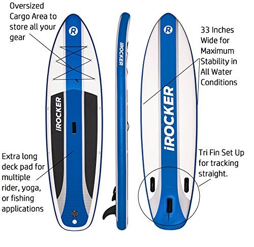 iRocker Inflatable CRUISER Stand Up Paddle Board 10'6" Long 33" Wide 6" Thick SUP Package