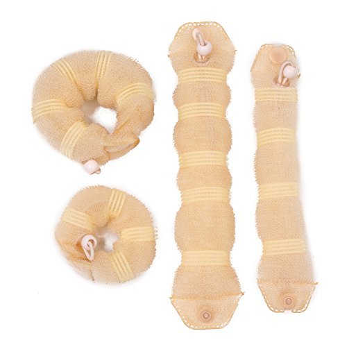 iWenSheneg Hot Buns 4 Pieces Magic Hair Styling Twist Ring Former Shaper Chignon Bun Maker Curler Accessory ( 2 Large & 2 Small) (Beige) 