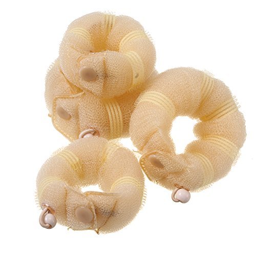 iWenSheneg Hot Buns 4 Pieces Magic Hair Styling Twist Ring Former Shaper Chignon Bun Maker Curler Accessory ( 2 Large & 2 Small) (Beige) 