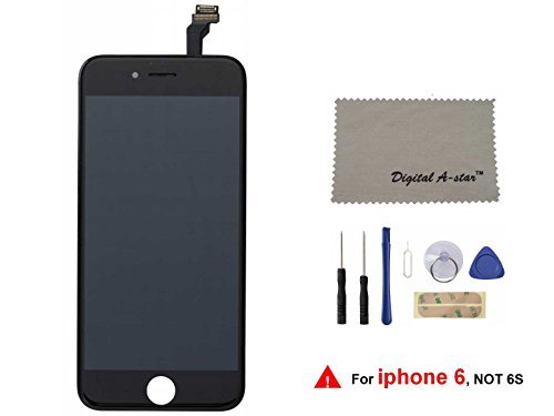 iphone 6 Screen Replacement Set For Lcd Touch Screen Digitizer Frame Assembly (Free Tool Kit) iphone 6 4.7 (Black)