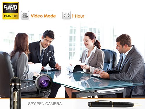 minicute HD 1080p Hidden Camera Spy Pen Bundle with 16Gb C10 Micro SD Card, 8 Ink Fills, Card Adapter and Card Reader