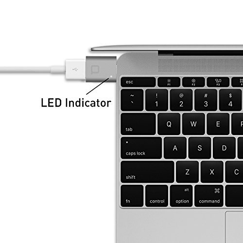 nonda USB-C to USB 3.0 Mini Adapter Aluminum Body with Indicator LED for Macbook Pro 2016, MacBook 12-inch and other Type-C Devices (Space Gray)